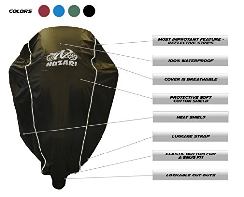 Premium Weather Resistant Motorbike Cover. Waterproof High Grade Polyester w/Soft Screen, Heat Resistant Shield. Lockable fabric, Durable & Long Lasting.Fits Sport bike, Cruiser, Touring (xxl, blk)