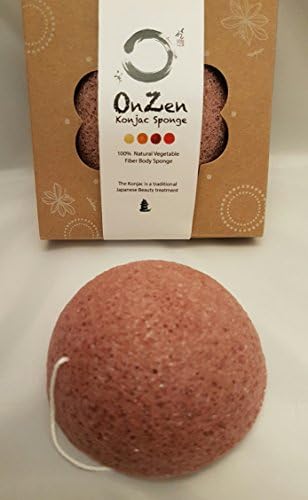 Onzen Konjac Sponge All Natural Japanese Facial Sponge with Red Clay