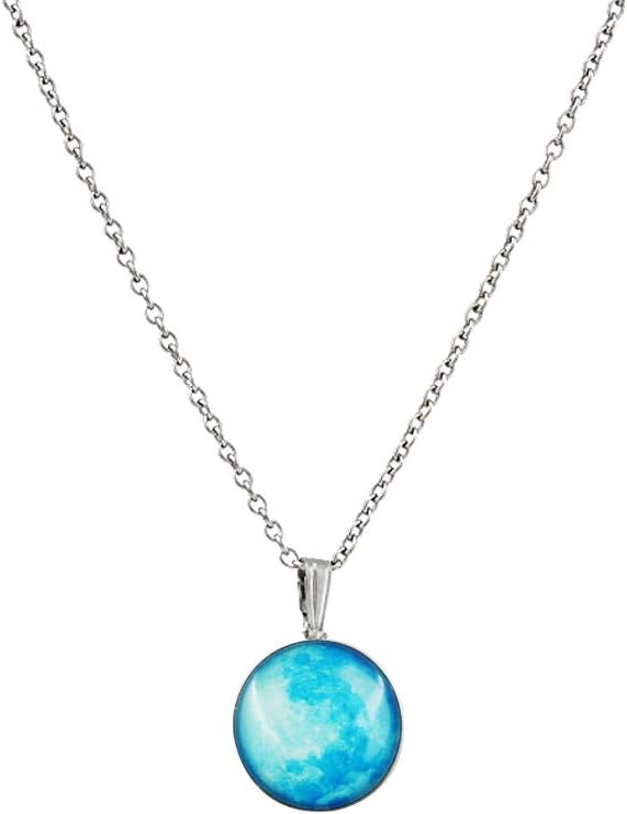 Necklace for Women, Glow in The Dark Night Light Couple Necklace 28mm Illusion Luminous Glass Harajuku Universe Fantasy Starry Sky Pendant Costume Love Token Gift Packed in Jewelry Box
