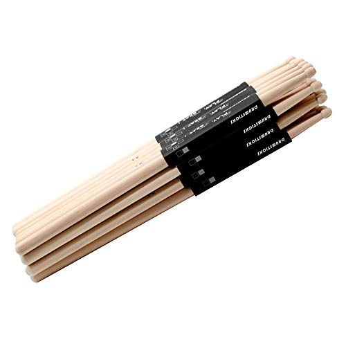 ZHRUNS Drum Sticks 5A Wood Tip Drumstick, Maple, Wood Tip Natural Maple Drumsticks (12 Pairs) - Thumbnail 3