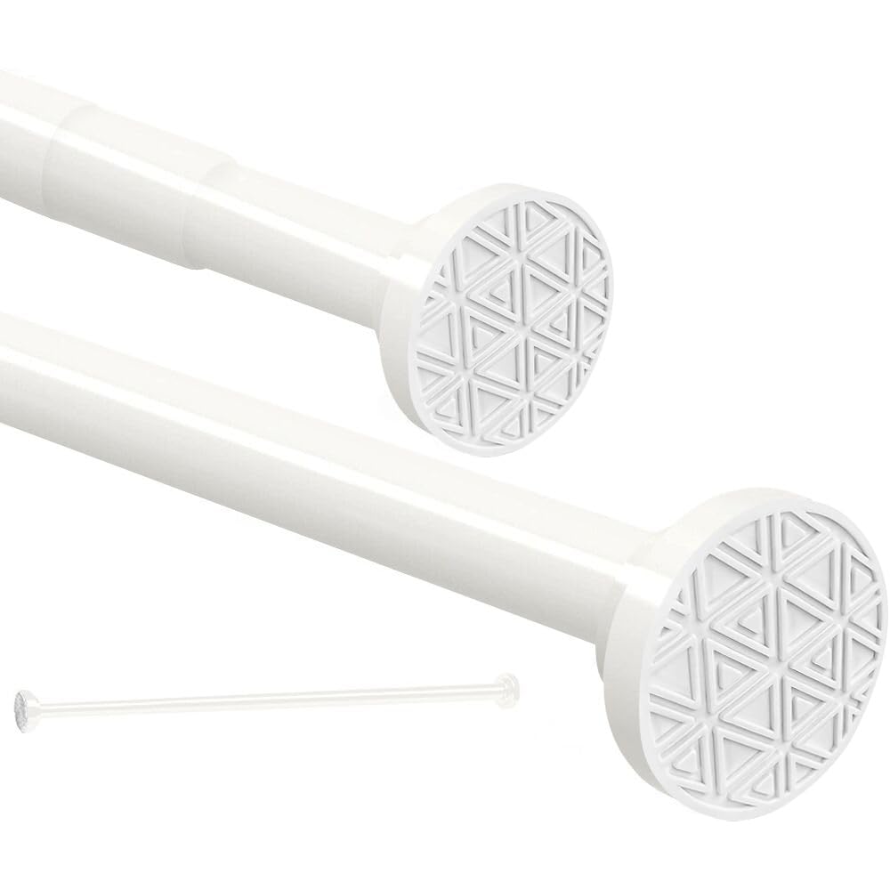 Stainless Steel Extendable Telescopic Curtain Rod Tension Pole Net Voile Shower Curtains Rail No Drill Matt for Bathroom, Closet,Garderobe 50-200cm White