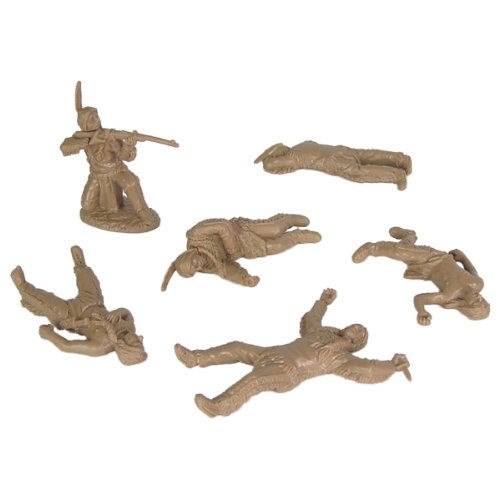 Plains Indian Dismounted Warriors with Casualties Plastic Army Men: 12 piece set of 54mm Figures - 1:32 scale