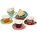 Tea and Coffee Cups with Saucers (Set of 6) by Classic Coffee & Tea|Charming, Inside Out Heart Shaped Cups Saucers|Fine Porcelain In 6 Colors with Gold Plated Ends & Handles|Great Gift Idea|6.5 oz