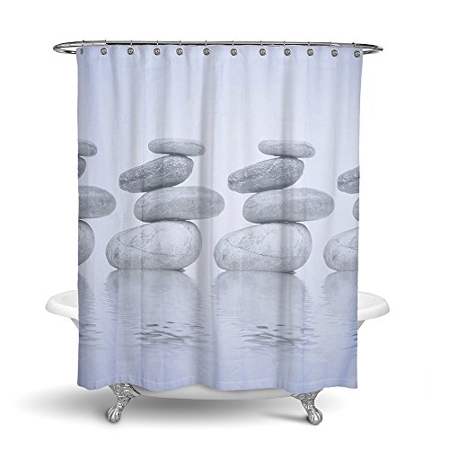 Shower Curtain Bathroom Decoration Design Decor Mildew Resistant Repellent Water Resistant Fabric Shower Curtain [Relaxation], Dimaka Home Textile (71"W x 71"L, Roundstone Rock )