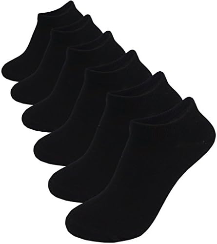 Women's No Show Socks Basic Low Cut Style Cotton Ankle Casual Socks  Black 6 pairs  Womens Shoe Size 6-10