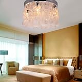 LightInTheBox Modern White Shell + Crystal Home Ceiling Light Fixture Flush Mount, Pendant Light Chandeliers Lighting for Bedroom, Living Room