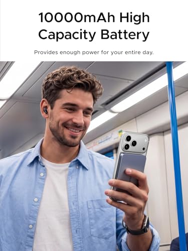 UGREEN MagFlow Air Qi2 15W 10000mAh Power Bank Ultra Delgada Batería Portátil con MagSafe, PD 30W Cable USB-C Integrado, Carga Inalámbrica Magnética Compatible con iPhone 17/16/15/14 Series Negro