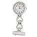 GORBEN Womens Mens Heart Steel Crystal Nurses Pocket Watches Fob Watches,Doctor Paramedic Tunic Brooch Clip On Watch (Silver)