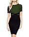 WOOSEA Women's Elegant Colorblock Wear to Work Cocktail Party Pencil Dress (Medium, Army Green)