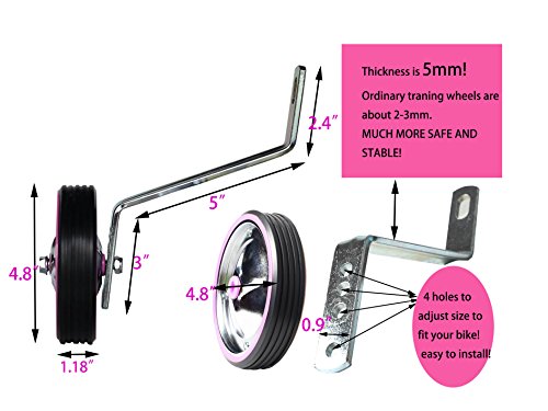 MOSHAY Multicolor Motal Children's Bicycle Training Wheels For 14 16 18 20 Inch (pink) - Thumbnail 2