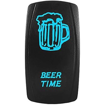 Bright Light Powersports - Laser Rocker Switch - BEER TIME- Universal On/Off - 12 Volt (BLUE)