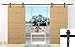 TMS TSQ04-ORB(2SET)+Conn-ORB Country Style Barn Wood Steel Double Sliding Door Hardware Set, 12', Dark Coffee