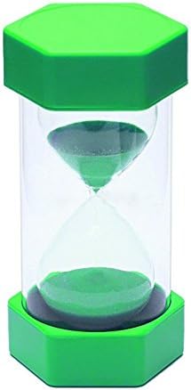 Hourglass Sand Clock Timer, Right Options Large Sand Timer 1/2/3/5/10/15/30mins for Kitchen Cooking Games Sports Teacher Autism Children Brush Teeth Countdown(Green,10 minute)
