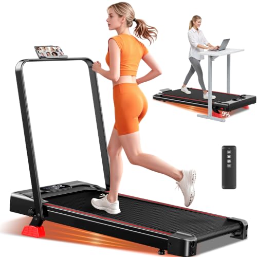 Walking Pad with 9% Incline, 4-in-1 Under Desk Treadmill with Handle Bar, 6.2 MPH Speed and 3.0 HP Motor, Compact Quiet Walking Machine for Home Office, 300 lb Capacity