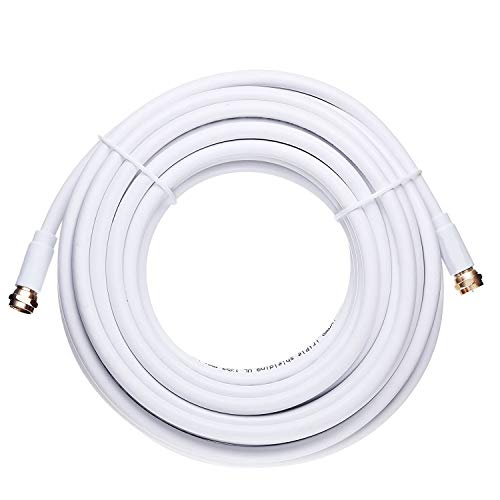 MIYAKO 25 Feet Coaxial Cable Double Shielded Braid F Type Gold Plated Connectors - White - Thumbnail 2