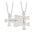 Meiligo Retro 2 Pcs Couples I Love You Always Forever Letter Puzzle Dog Tag Necklace Key Chain Square Matching Engraved Heart Letter Necklace Set