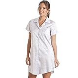 Camille Luxurious Knee Length Silver Print Satin Nightshirt