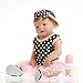 Reborn Baby Doll realistic baby dolls Vinyl Silicone Babies 22inch 55cm Doll Newborn real baby doll Free Pacifier black dress white dots nifty suit