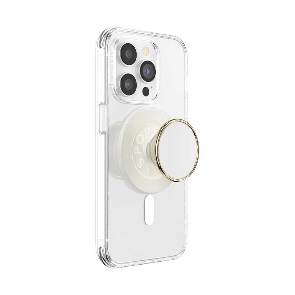 PopSockets Phone Grip for MagSafe with Kickstand, Magnetic Stand, Swappable Top, Secure Hold for iPhone MagSafe Cases, Phone & Tablet Grip, Cute PopSockets - Enamel Coconut Crème