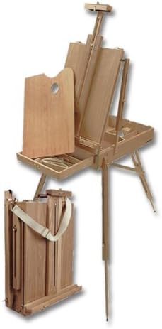 Creative Mark Monet Traveling French Style Wooden Art Easel Sketchbox Wood Artist Palette Telescope Handle Rolling Casters