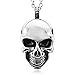 INBLUE Men's Stainless Steel Pendant Necklace Silver Tone Skull -With 23 Inch Chain
