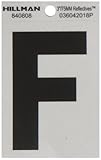 The Hillman Group 840808 3-Inch Letter F Reflective Square-Cut Mylar, Black on Silver