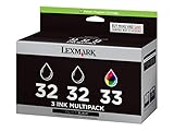 Lexmark 18C1517 32 33 X3330 X3350 X5250 X5270 X5450 X5470 X7170 X7300 X7350 X8350 Z815 Z816 Ink Cartridge Tri-Pack (2 Black & 1 Color, 3-Pack) in Retail Packaging