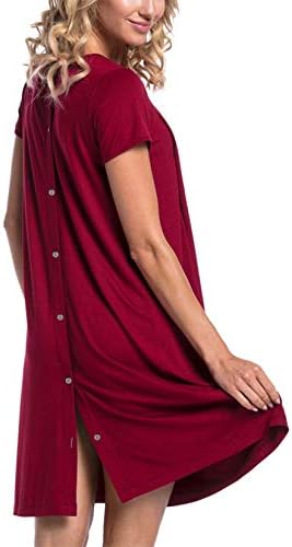 Pinleck Women's Maternity Button Down Back Robe Labor Delivery Hospital Nursing Gown Breastfeeding Dress