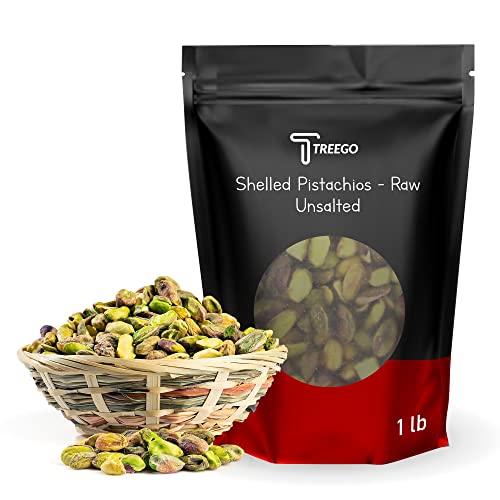 Unsalted Pistachios No Shell 1lb Bag by Treego, Fresh & Tasty Raw