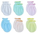 RATIVE Newborn Baby Boys and Girls Gloves,No Scratch Mittens 100% Cotton (0-6 Months, 6 Pairs/assorted)