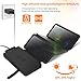 Solar Charger 10000mAh, 4.5W Qi Wireless Charger Portable Power Bank External Battery Pack with 3 Solar Panels, Flashlight, Dual 5V/2.1A USB Port, IP65 Rainproof for Camping Hiking Fishing (Black)