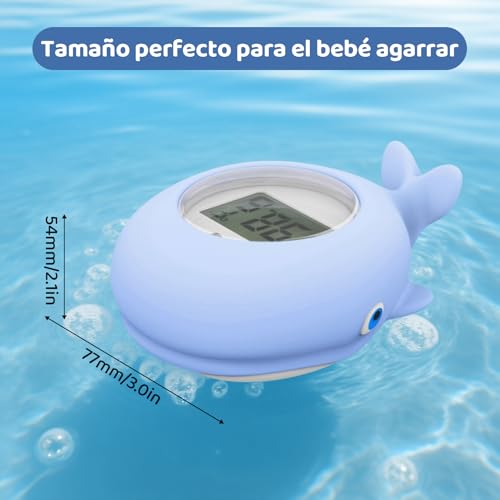 Termómetro para Bañera de bebé, Termómetro de Agua para Bañera de bebé en Forma de Ballena, Termómetro Digital de Temperatura del Visualización Precisa, Seguro y Fiable (Azul)