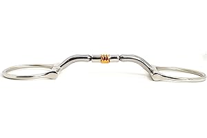 EQI Stainless Steel Western Dee Link Snaffle Horse Bit with Steel and Copper Roller - 5"