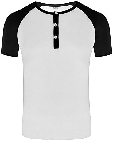 ALIZWAY Men's Summer Tees Contrast Color Buttons Crew Neck Short Sleeve Casual T-shirts T002L