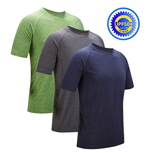 ZITY Men's Workout Tee,Men's Running Short-Sleeve T-Shirt,Fitness Quick Dry Shirt Coral , navy,dark Grey,green,2XL