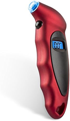 Digital Tire Air Pressure Gauge 100PSI 4 Settings for Car Truck Bicycle with Backlit LCD and Non-Slip Grip(Red)