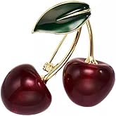 Cute Cherry Brooch for Women Girls Corsage Brooches Lapel Pins Simulation 3D Red Fruit Clothing Exquisite Acccessories for Hat Bag Suit Chic Wedding Banquet Party Birthday Student Graduation Gift
