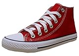 S-3 Women's High Top Classic Canvas Fashion Sneaker (7 B(M) US, Red)