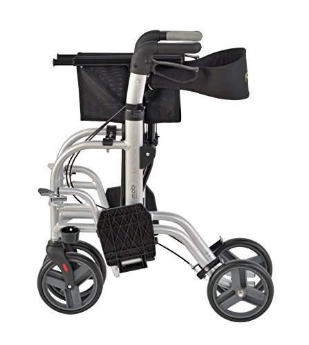 Juvo Convertible Rollator-Transport Chair, 250-Pound Capacity, Silver (TCH103) - Thumbnail 4