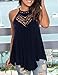 Teen Girl Tank Tops for Summer Casual Boho Lace Top Swing Sleeveless Tops(Navy Blue, Large)