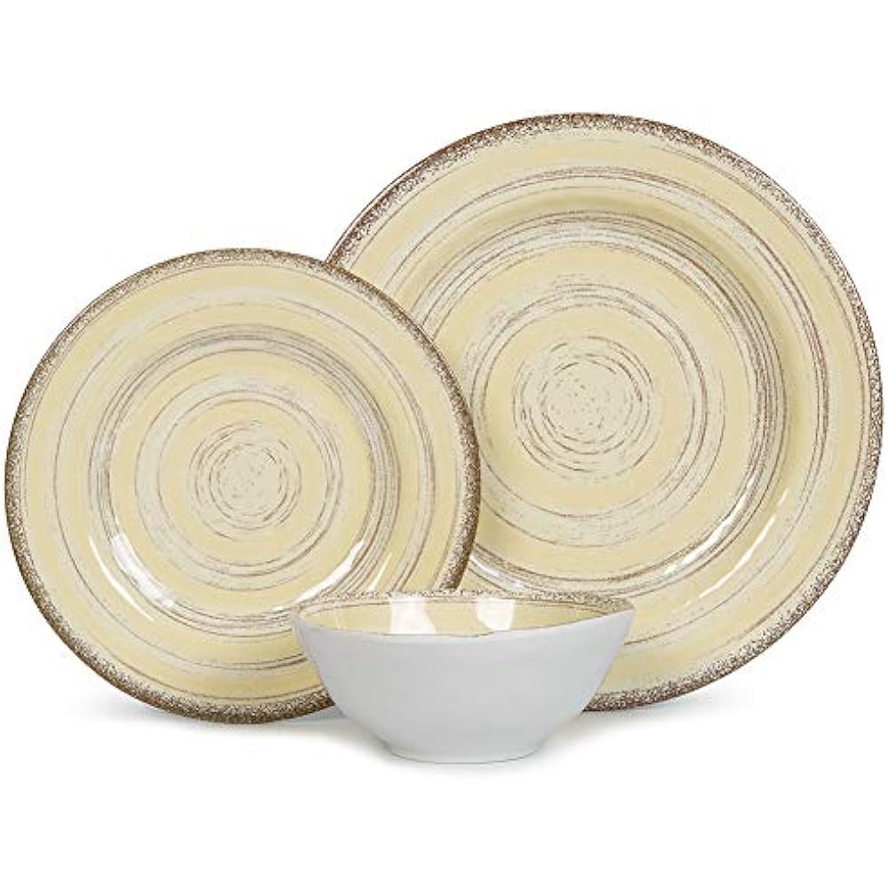 Melamine Dinnerware Sets 12pcs Dishes For 4, Indoor And Outdoor Use