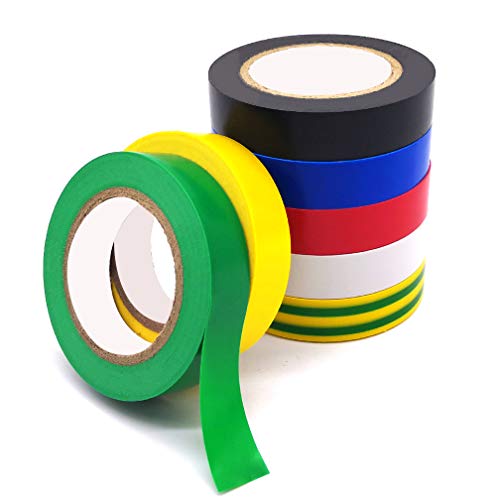 Electrical Tape 7 Pack 7 Color, Maveek PVC Strong Adhesive Insulation Tapes, Heat Resistant, Flame Retardant, Waterproof, 0.6inch x 49ft(15mm x 15m)