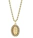 Mens Gold Tone G Stardust Oval Virgin Guadalupe Pendant 4mm 24