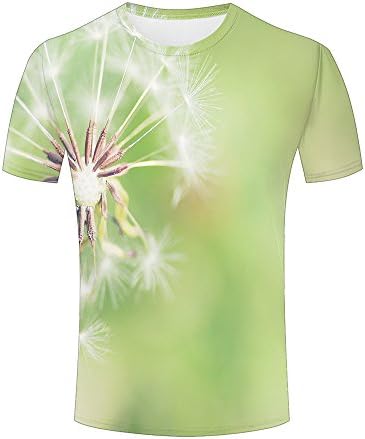Mens 3D Printed T-Shirts White Dandelion Graphic Couple Tees Top Short Sleeve M