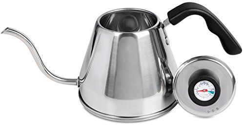 Vescoware Pour Over Coffee Kettle - Home Brewing & Camping Drip Kettle With Built-In Thermometer - Premium Rust Resistant Stainless Steel Coffee & Tea Pot For The Perfect Coffee- 1.27-Qt