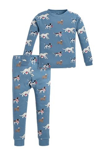monica + andy Toddler Organic Two-Piece Pajama Set, Nantucket Pups, 12