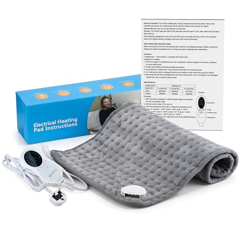 BIVATU Electric Heating Pad – 6 Temperature Levels, Auto Shut-Off, 87-Inch Power Cord, Machine Washable – Pain Relief for Back, Neck, Shoulders, Abdomen, and Period Cramps