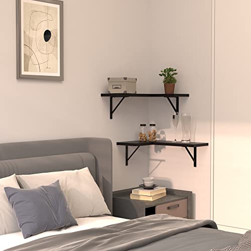 NATURE'S SOURCE Floating Corner Shelves Set Of 3, Corner Shelves Wall Mounted, Floating Shelves