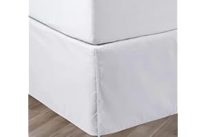 SGI BEDDING SGI 12 Inch Drop Bed Skirt King Size with Platform to Stay in Place Elegant Pleated Design with Split Corners Wrinkle Resistant Fabric for Modern and Stylish Look - White