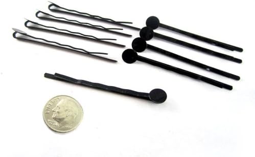 (80) Black Bobby Pin Pins Stick Metal with Pad for Girls Wedding and Bridal Hair Accessories - Hairpins Feather Head Clips Wholesale lot 2 Inches 50 mm.